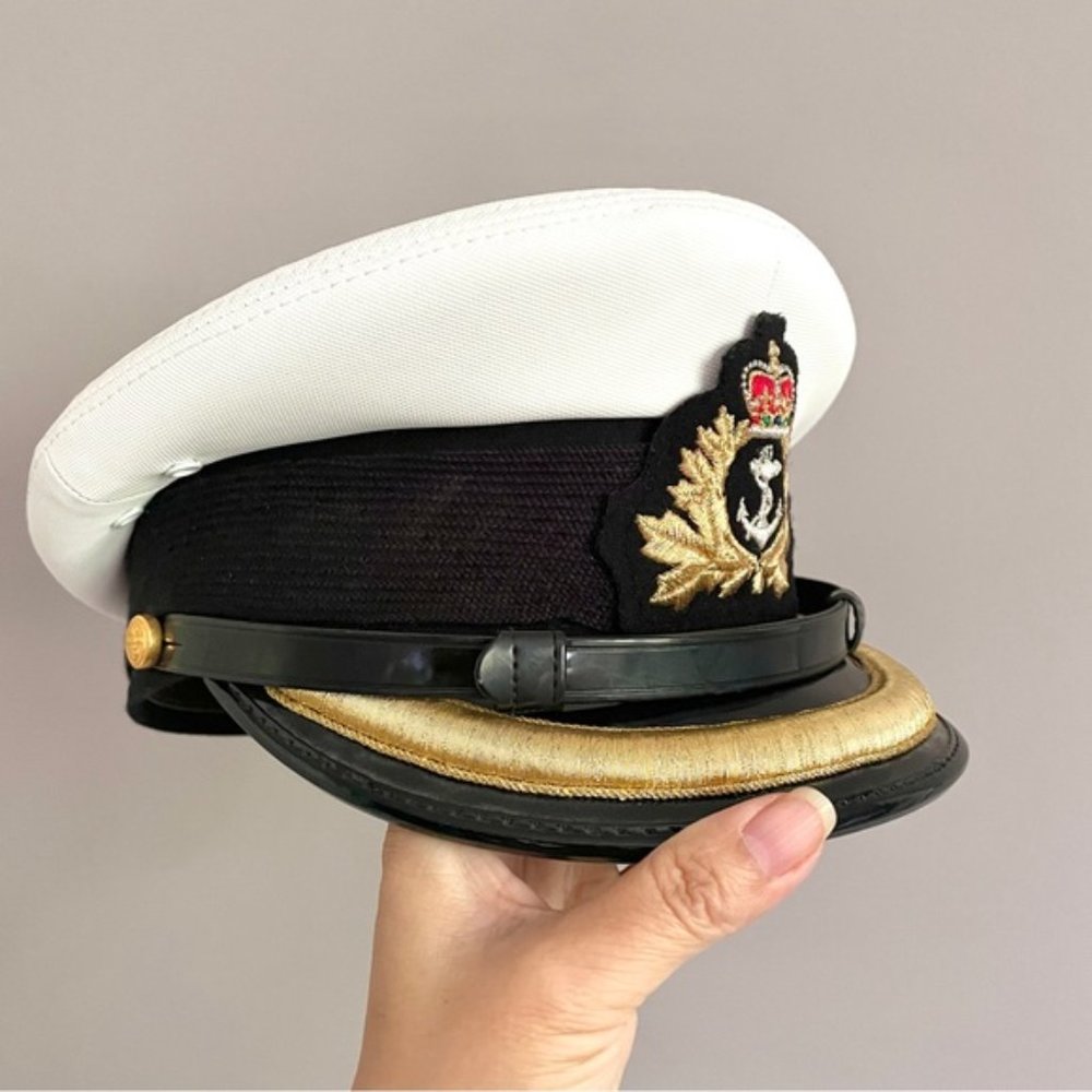 Royal Canadian Navy RCN Gold Embossed Peaked Naval Officer Cap Hat - 6¾ / S 🇨🇦 - Picture 3 of 11
